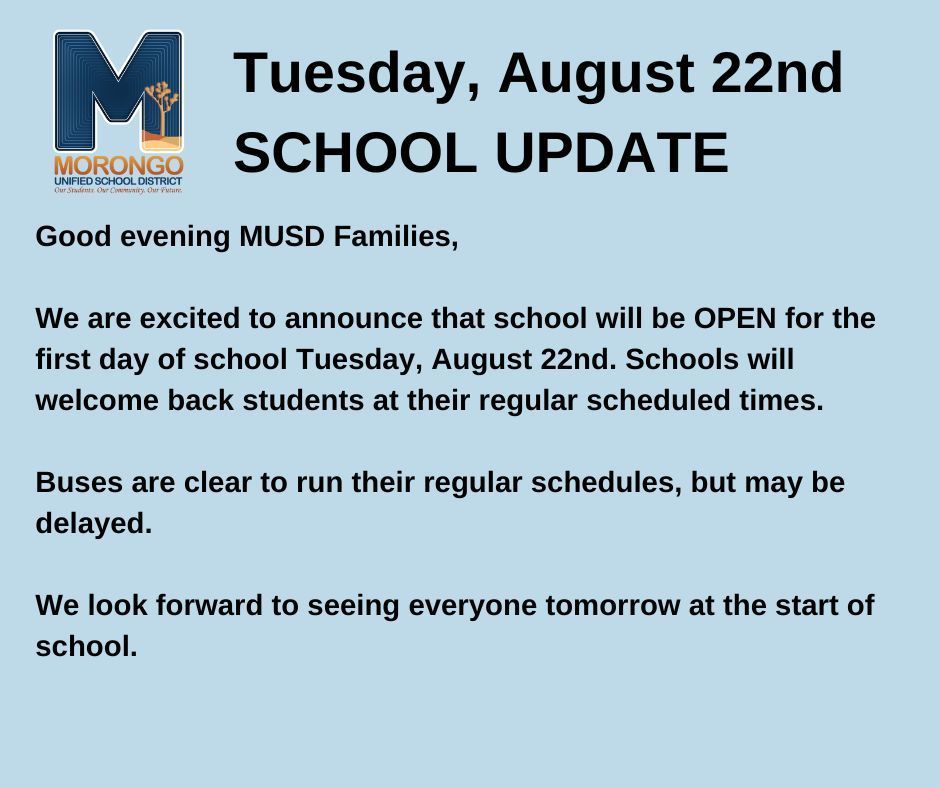 Schools open August 22